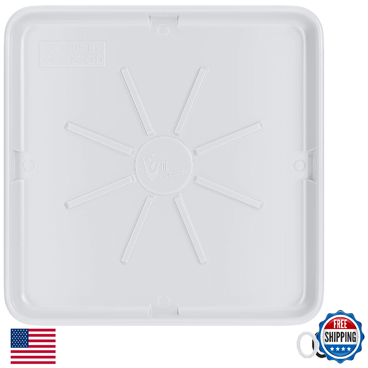 30x32" Washing Machine Drain Pan: Heavy Duty Plastic Floor Protector with Fittin - Image 1