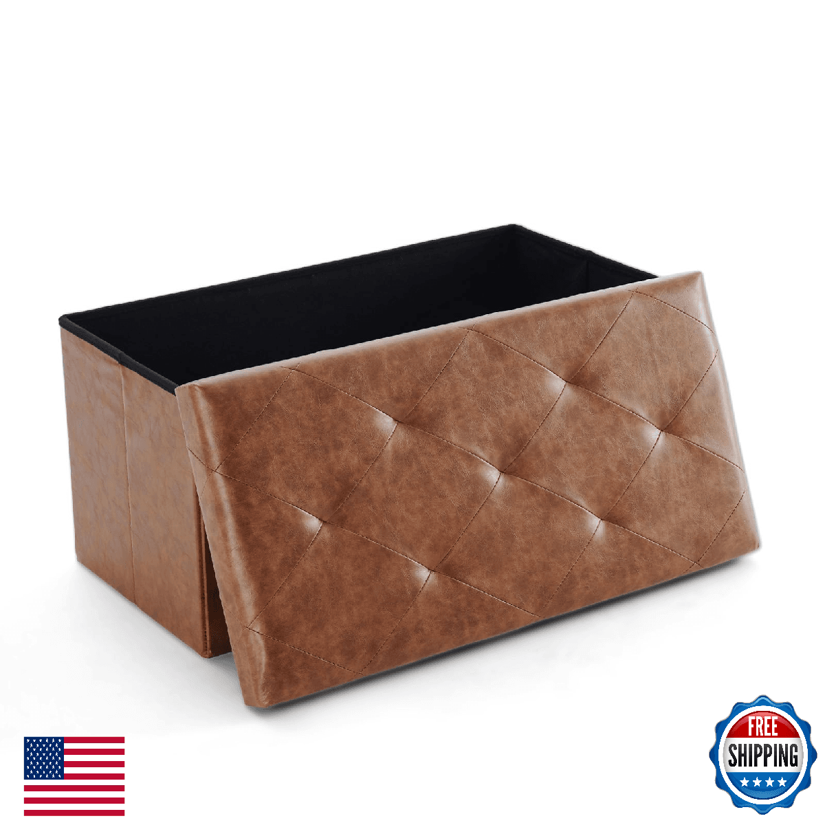 Sweetcrispy 30 Inches Folding Ottoman with Storage Bench, Foot Rest Stool, End o - Image 1