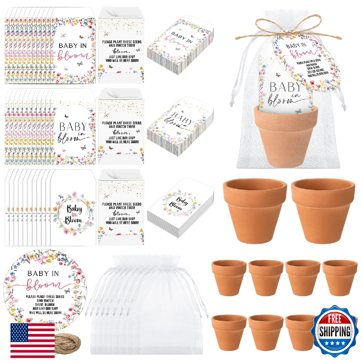 Reallnaive Baby Shower Party Favors Baby in Bloom Envelopes Seed Packets Include - Image 1