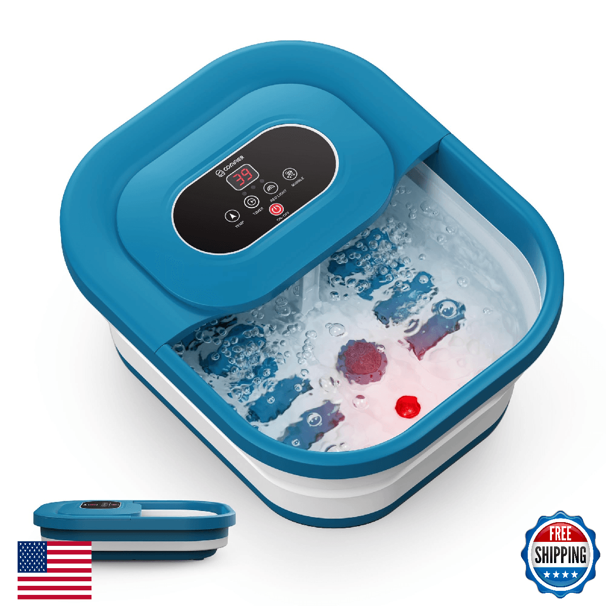 COMFIER Collapsible Foot Spa Bath Massager with Heat, Pedicure Foot Spa with Bub - Image 1
