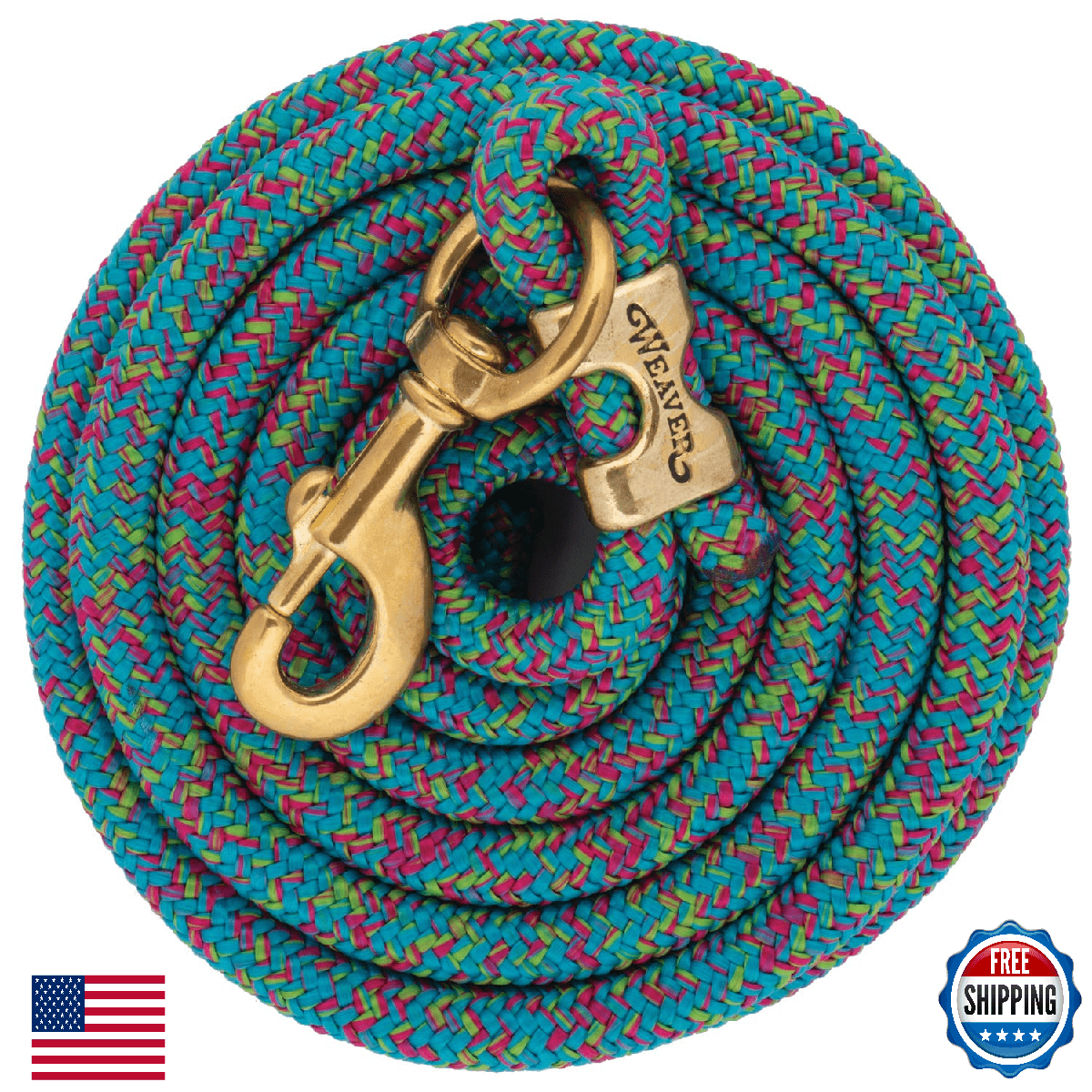 Weaver Leather Poly Lead Rope w/ Solid Brass 225 Snap - 5/8" x 10' - Image 1