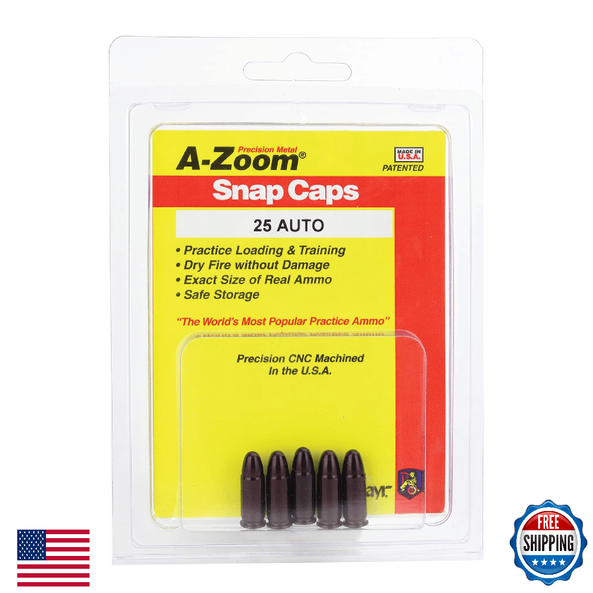 A-ZOOM 15152 .25 Auto Snap Caps Training Rounds 5-Pack - Image 1