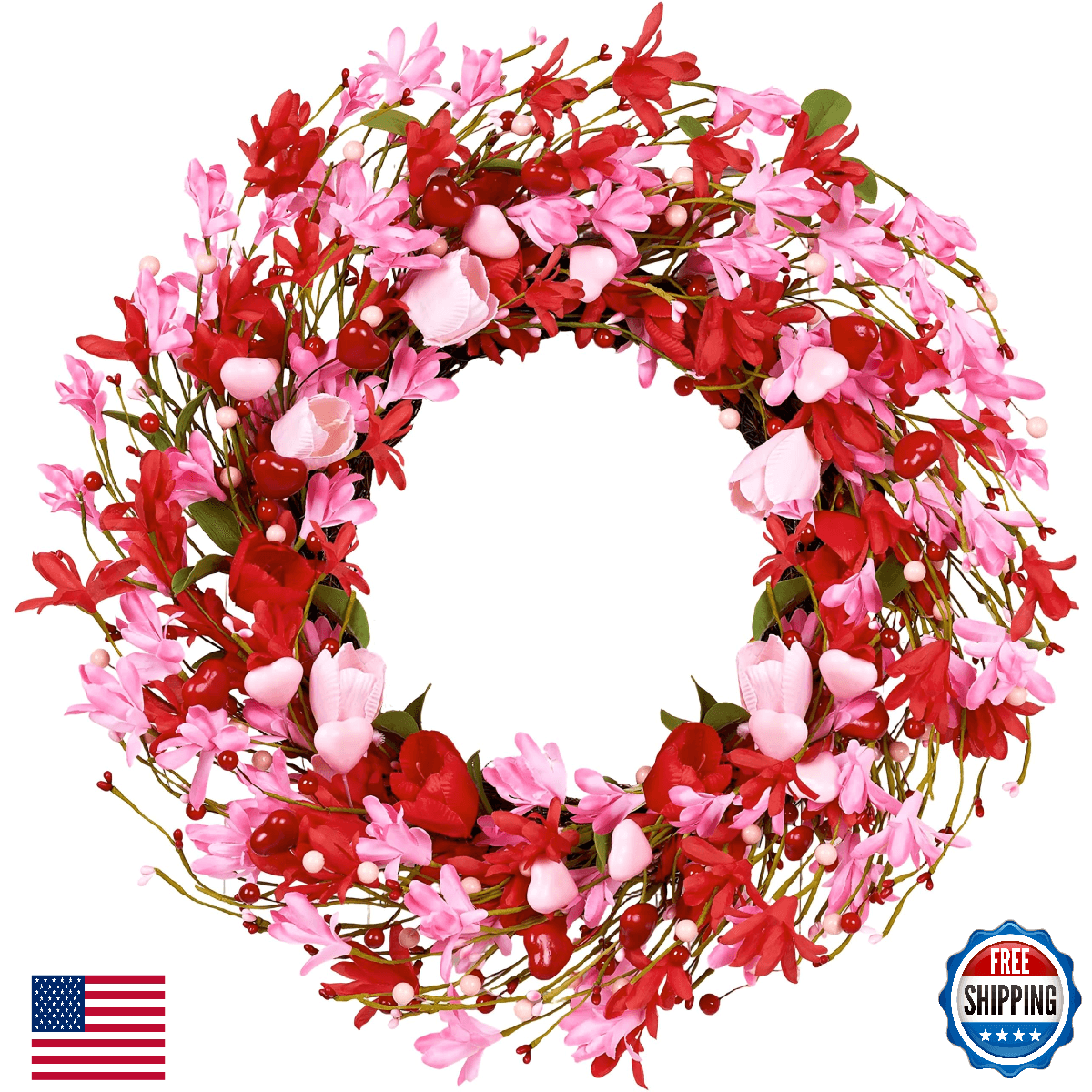 MAINGKAUNG Valentine's Day Wreath 22 Inch Valentines Day Wreaths for Front Door - Image 1
