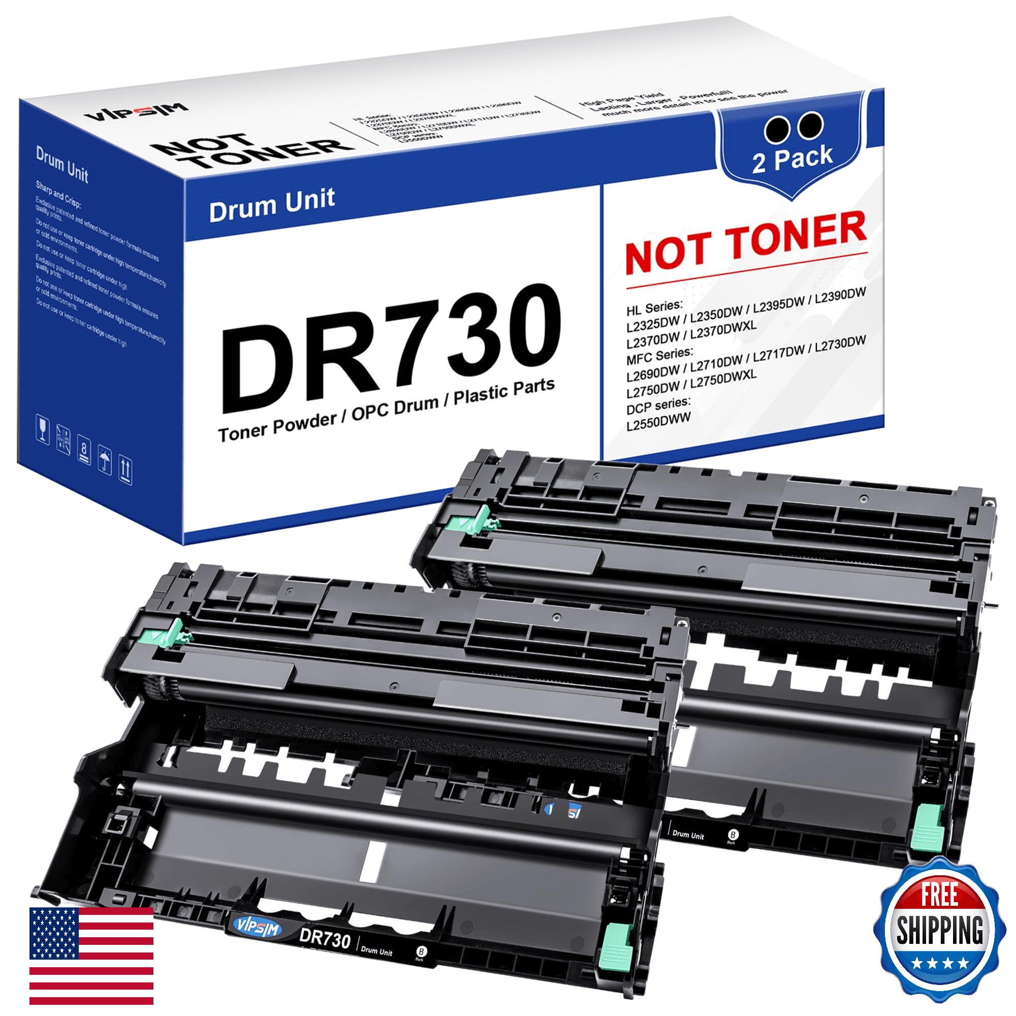 VIPSIM DR730 Replacement Drum for Brother MFC-L2750DW L2370DW L2710DW L2350DW DC - Image 1