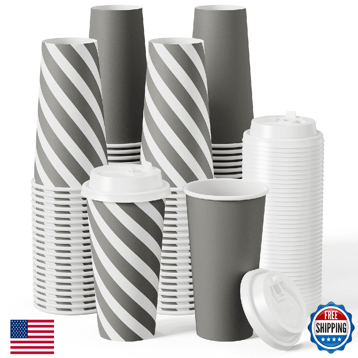 JOLLY CHEF 100-Pack 20oz Disposable Coffee Cups w/ Lids, Hot/Cold Paper - Image 1