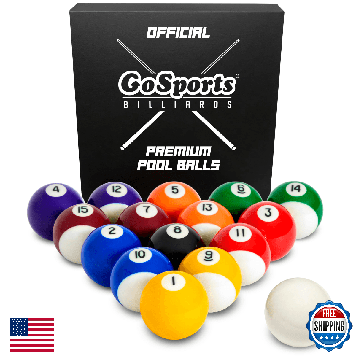 GoSports Regulation Pool Balls for Pool Table – Premium 16 Billiard Ball Set - Image 1