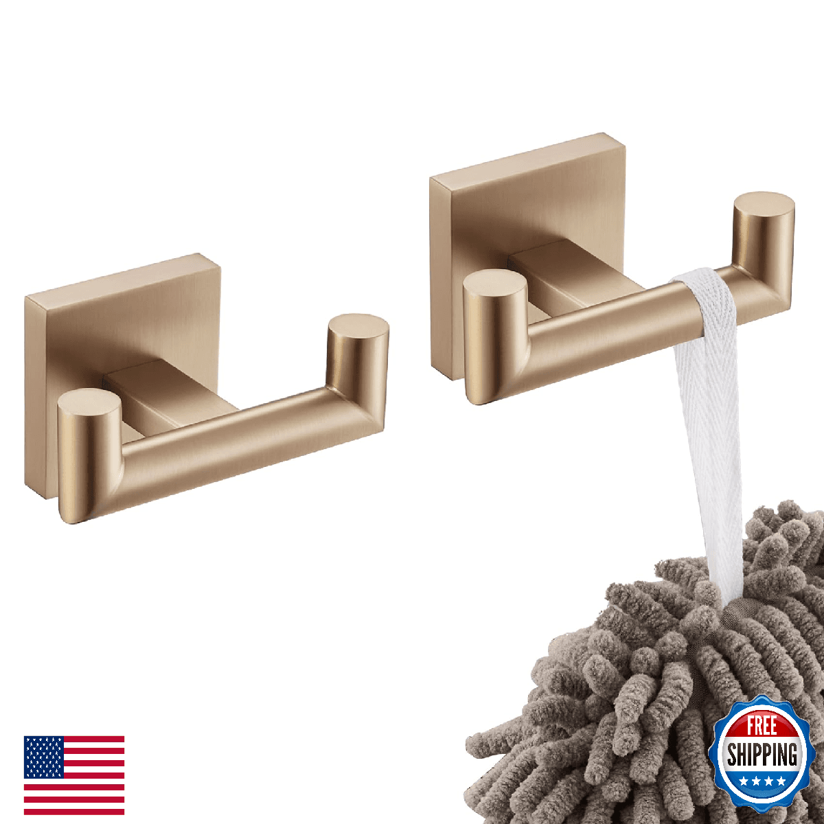 KOKOSIRI Robe Hooks Bath Towel Hooks Bathroom Hardware Double Coat Hooks Wall Mo - Image 1