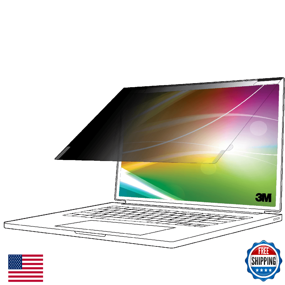 3M Bright Screen Privacy Filter 14in Full Screen Laptop 16:9 BP140W9E - Image 1