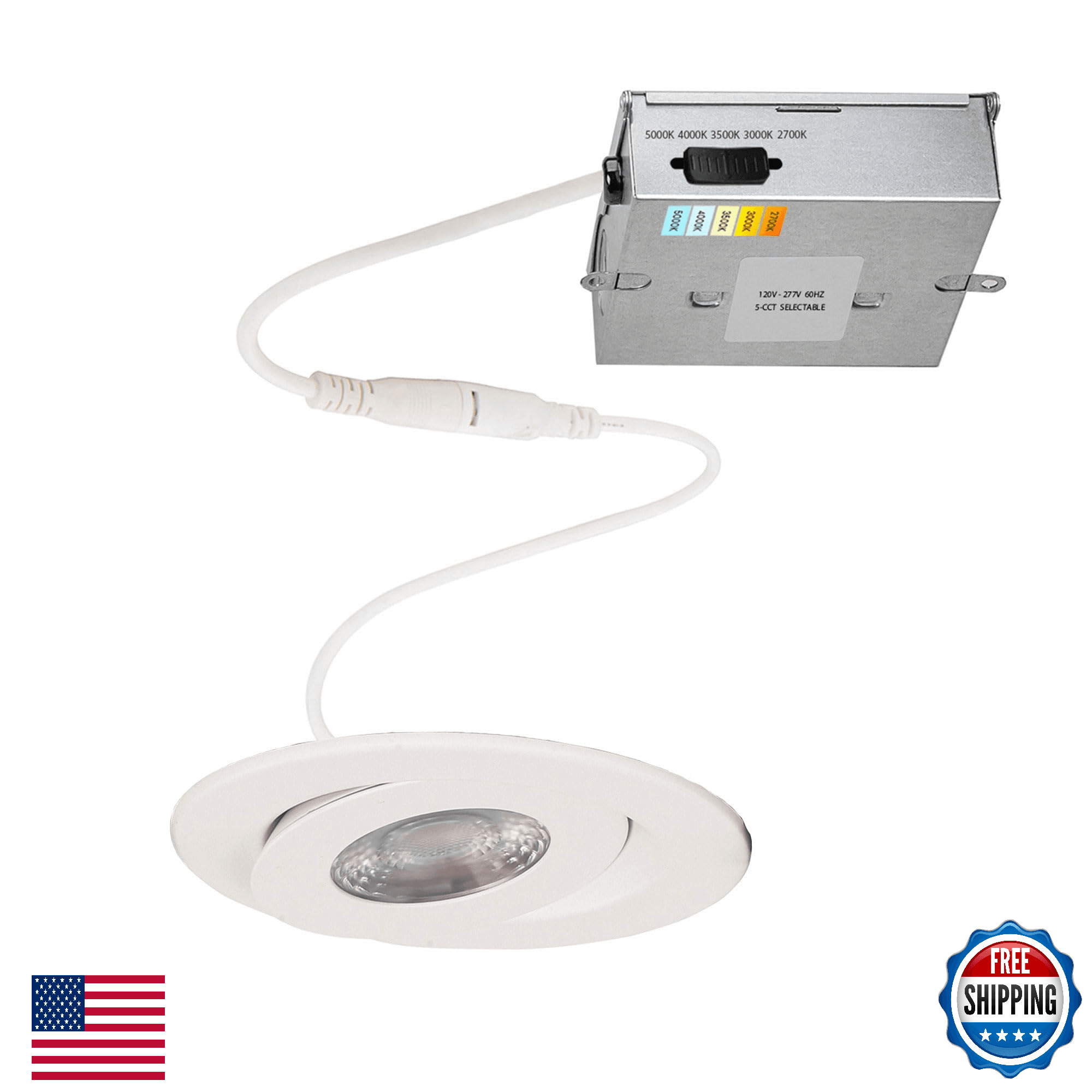 WAC Lighting Lotos 4in LED Round Adjustable Recessed Light 5-CCT Selectable 9W 7 - Image 1