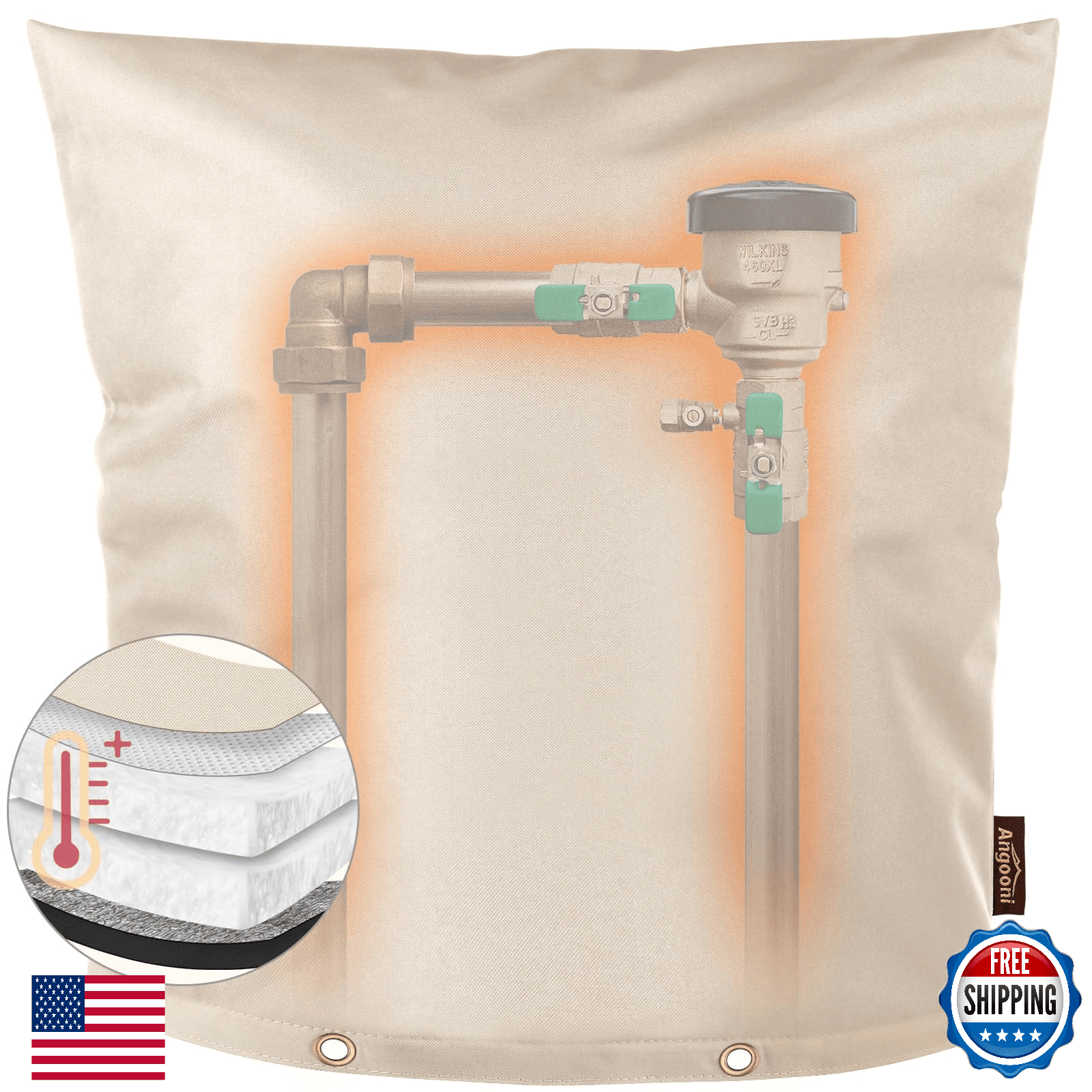24"x24" Backflow Preventer Cover 600D Oxford Aluminum Foil Freeze Protection - Image 1