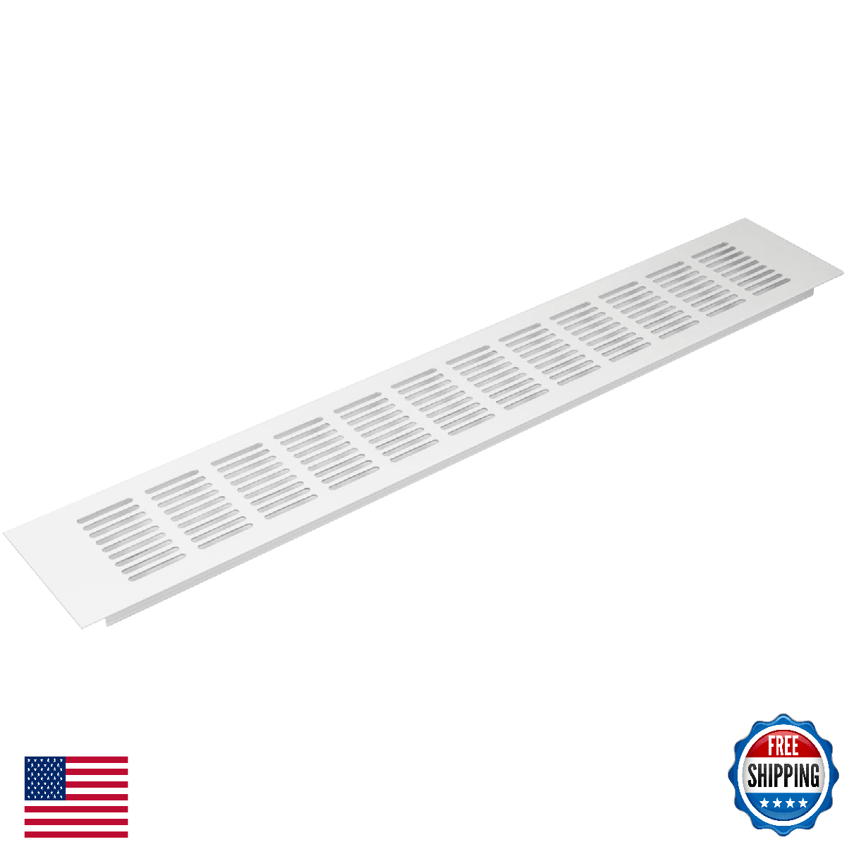Vent Systems 19.69" x 3.15" Aluminum Rectangular Door Vent White Toe Kick HVAC - Image 1