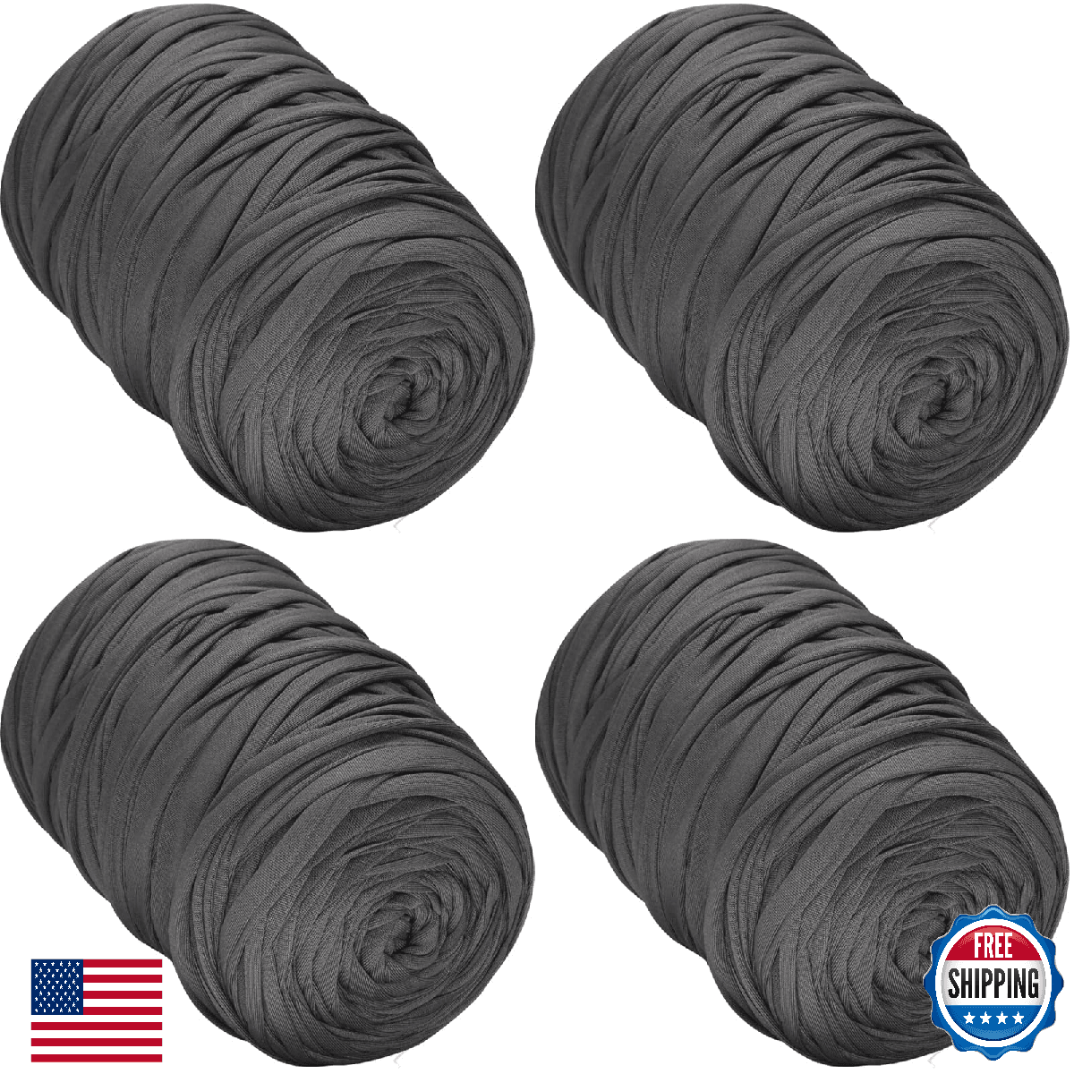 SIMEIQI 4 PC 1600g T-Shirt Yarn for DIY Knitting Crochet Fabric - Elastic - Image 1