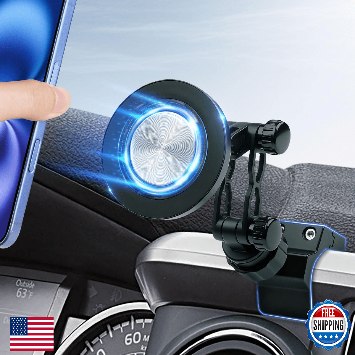 Sunsdrew Magnetic Phone Mount Toyota Tacoma 3rd Gen 2016-2023 Dashboard Phone Ho - Image 1