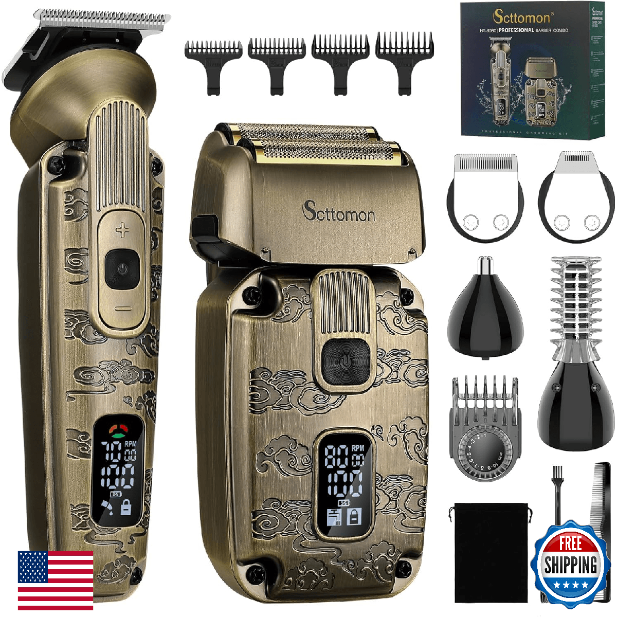 Scttomon Foil Shavers for Men Beard Trimmer Electric Razor for Men Bald Head Hai - Image 1