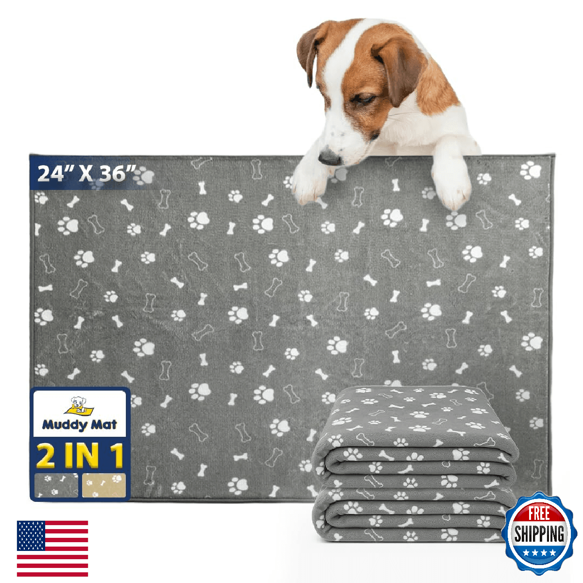 Muddy Mat® Washable Pee Pads for Dogs 2 Pack 24x36" Reusable Waterproof Non-Slip - Image 1