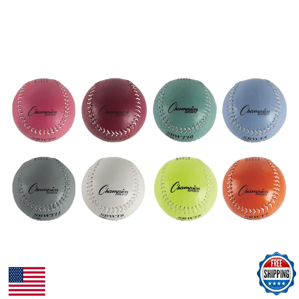 Champion Sports Weighted Training Softball Set, Rubber/Cork Core, Leather Cover - Image 1