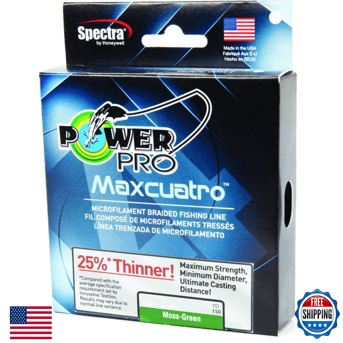 Power Pro MaxCuatro Spectra HT Braided Fishing Line 50lb/150yd Multi/Green - Image 1