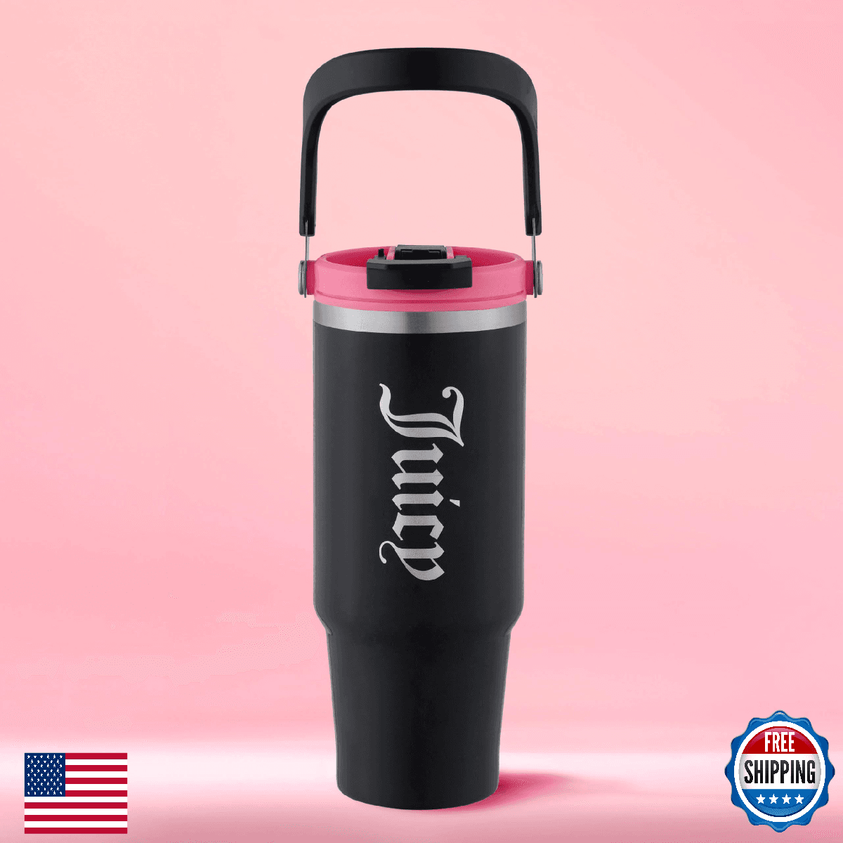 Juicy Couture Flip Fusion Hydration 40oz Stainless Steel Tumbler with Flip Handl - Image 1