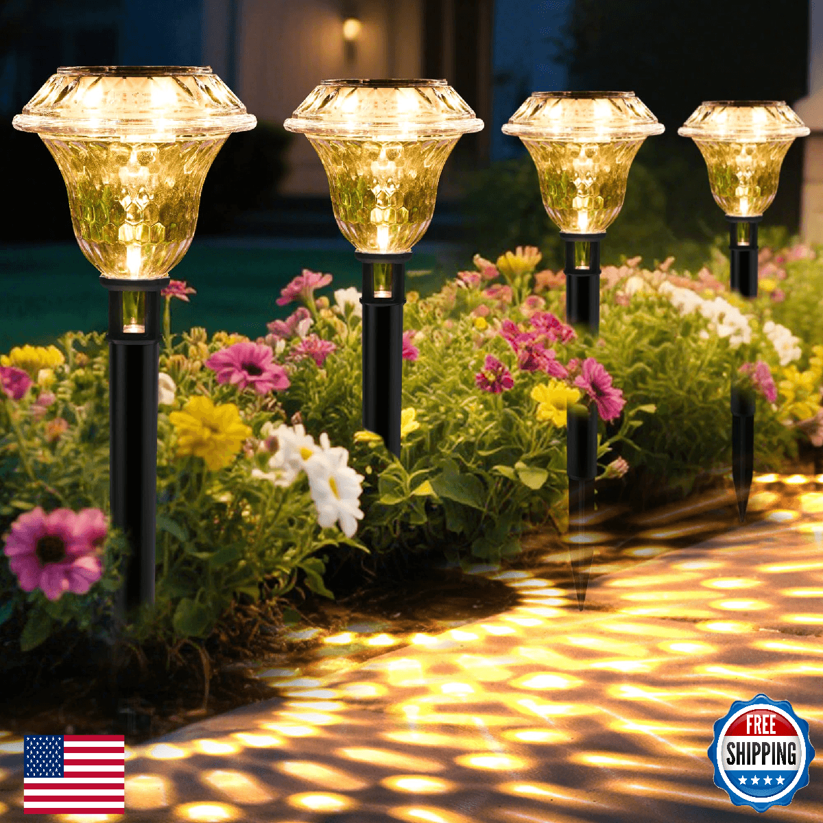 PATIOPIA Solar Pathway Lights Garden Decor for Yard, Solar Garden Lights for Out - Image 1
