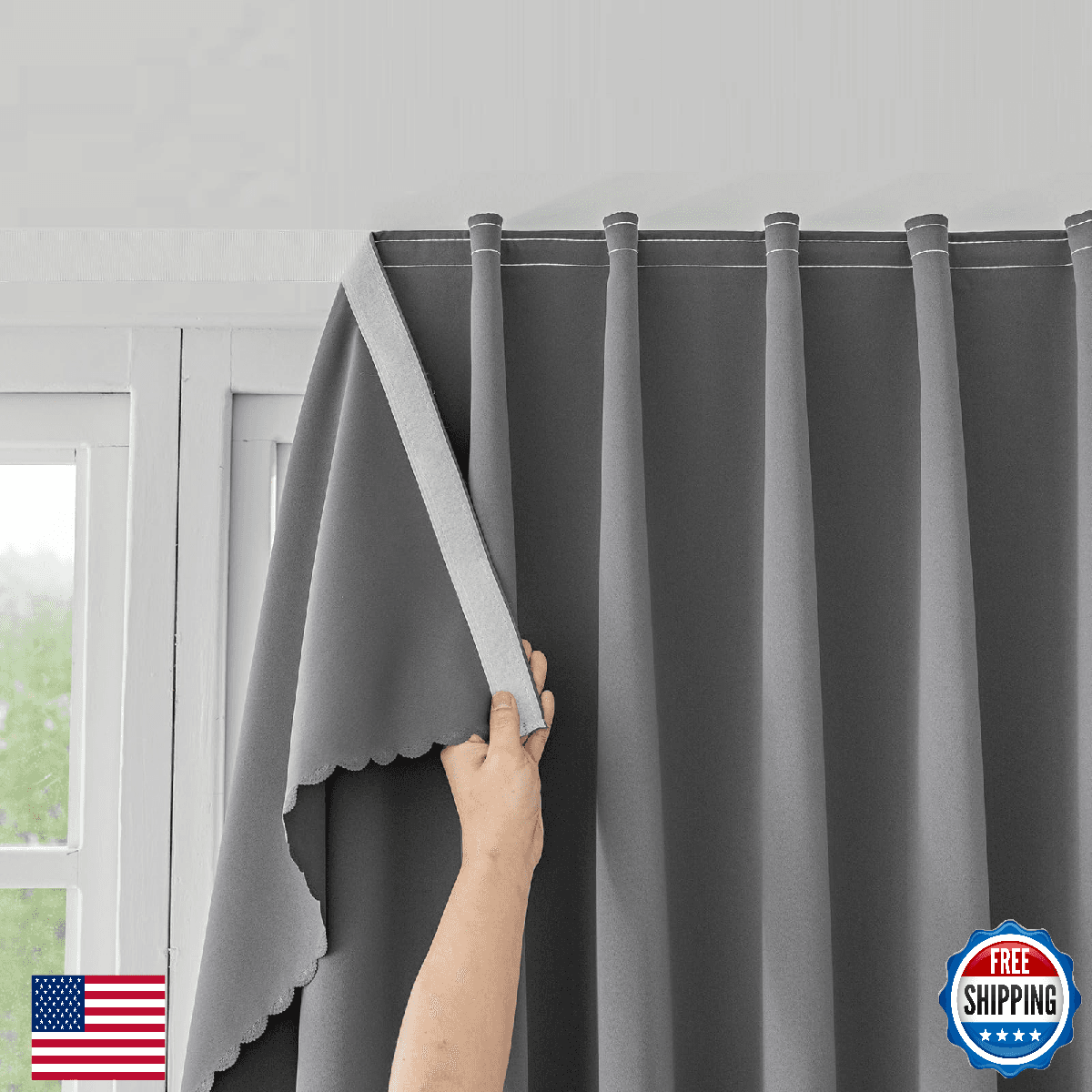 Jilron Magic Tape Blackout Curtains for Bedroom - Easy Install, No Drilling - Image 1