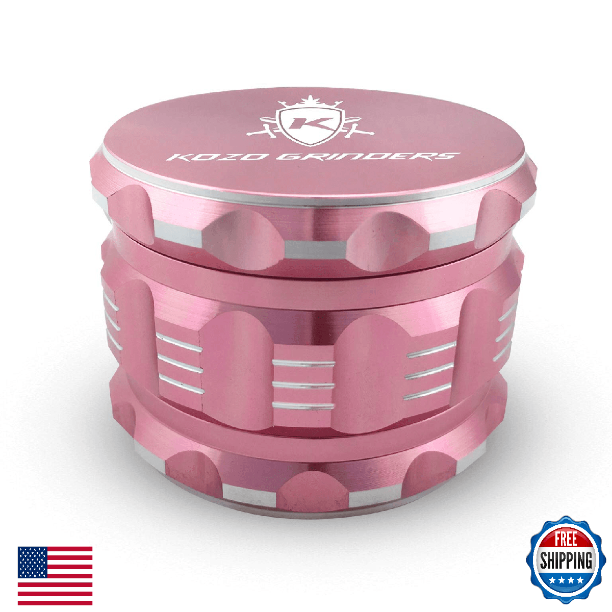 Kozo 2.5" Rose Gold Aluminum Grinder w/ Magnetic Lid & Sharp Teeth - Image 1