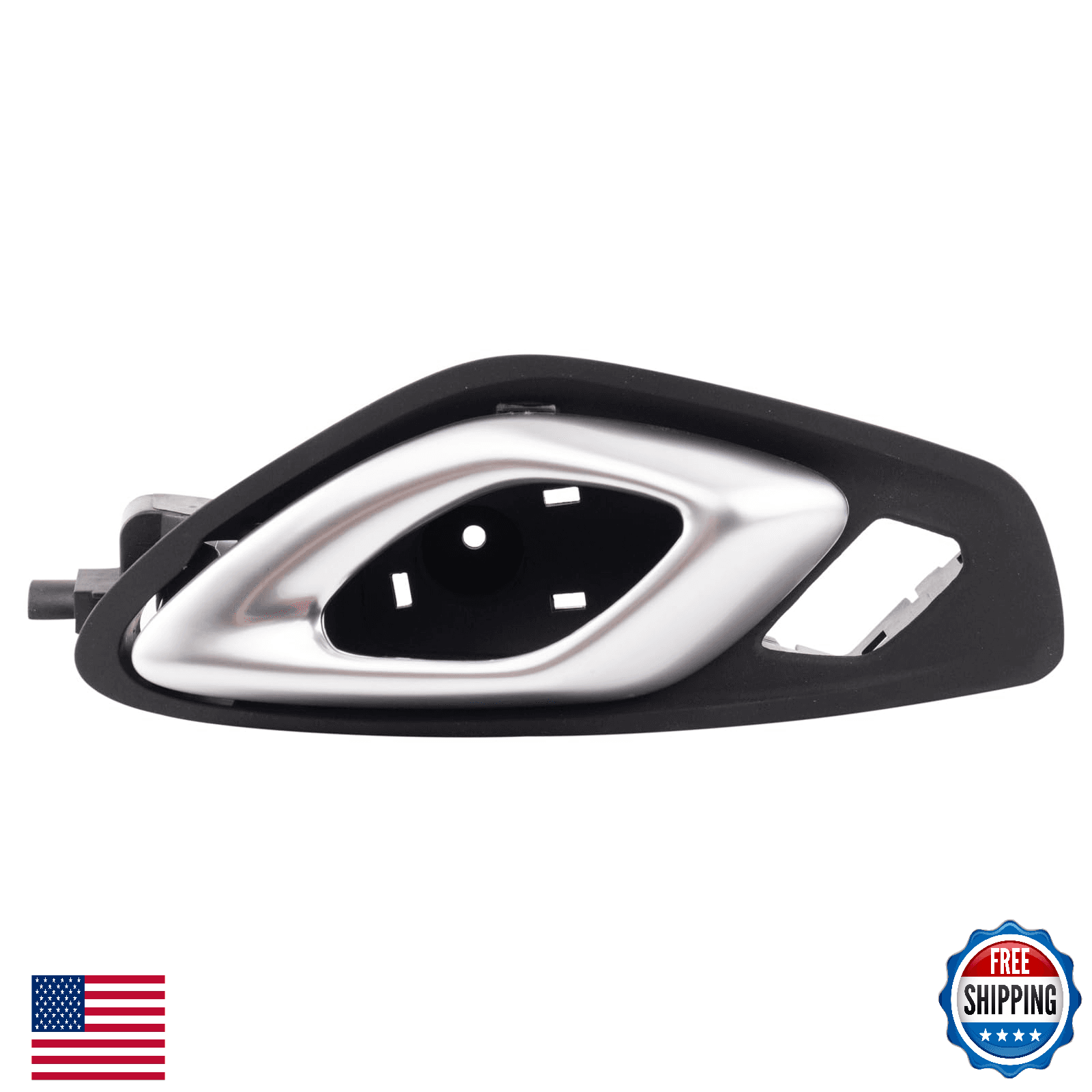 TRQ Front Right Interior Door Handle Silver Black for 2016-21 Chevy Camaro - Image 1