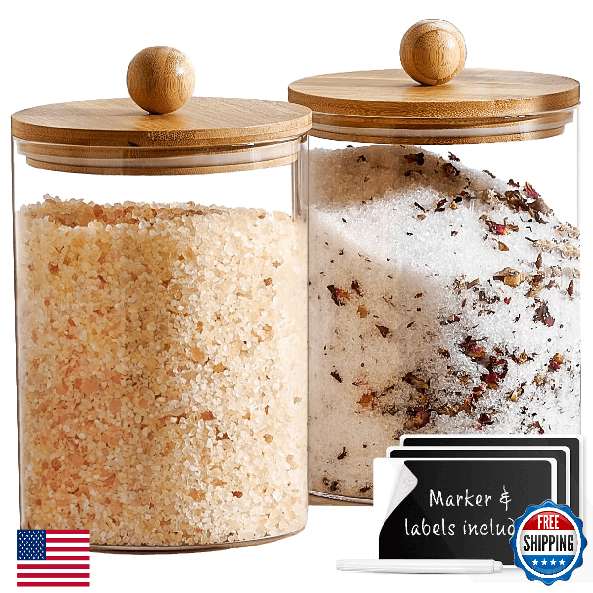 Le'raze 1 Gallon Glass Canister Set Kitchen Storage w/ Airtight Bamboo Lid - Image 1