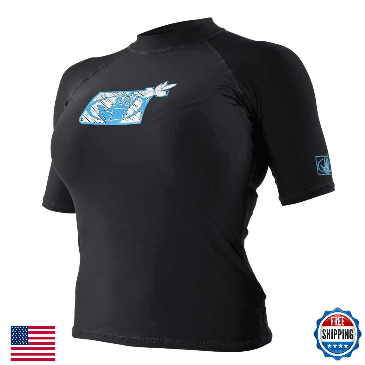 Body Glove Women's Basic Fitted Short Arm Rashguard - Black, X-Large - Image 1