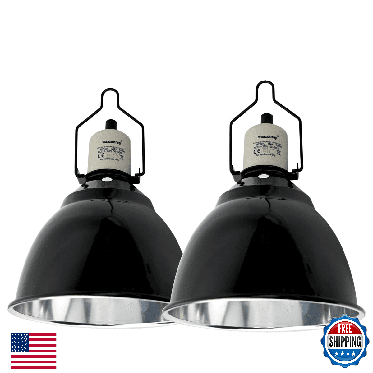 waazoorep Reptile Light Fixture 2 Pack 7.5Inch Deep Dome Lamp Fixture,Optical Re - Image 1