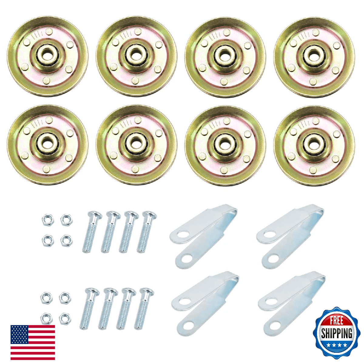 scottchen PRO 3" Heavy Duty Garage Door Pulley Kits, 3/8" Arbor 200LB Load, 8 Sh - Image 1