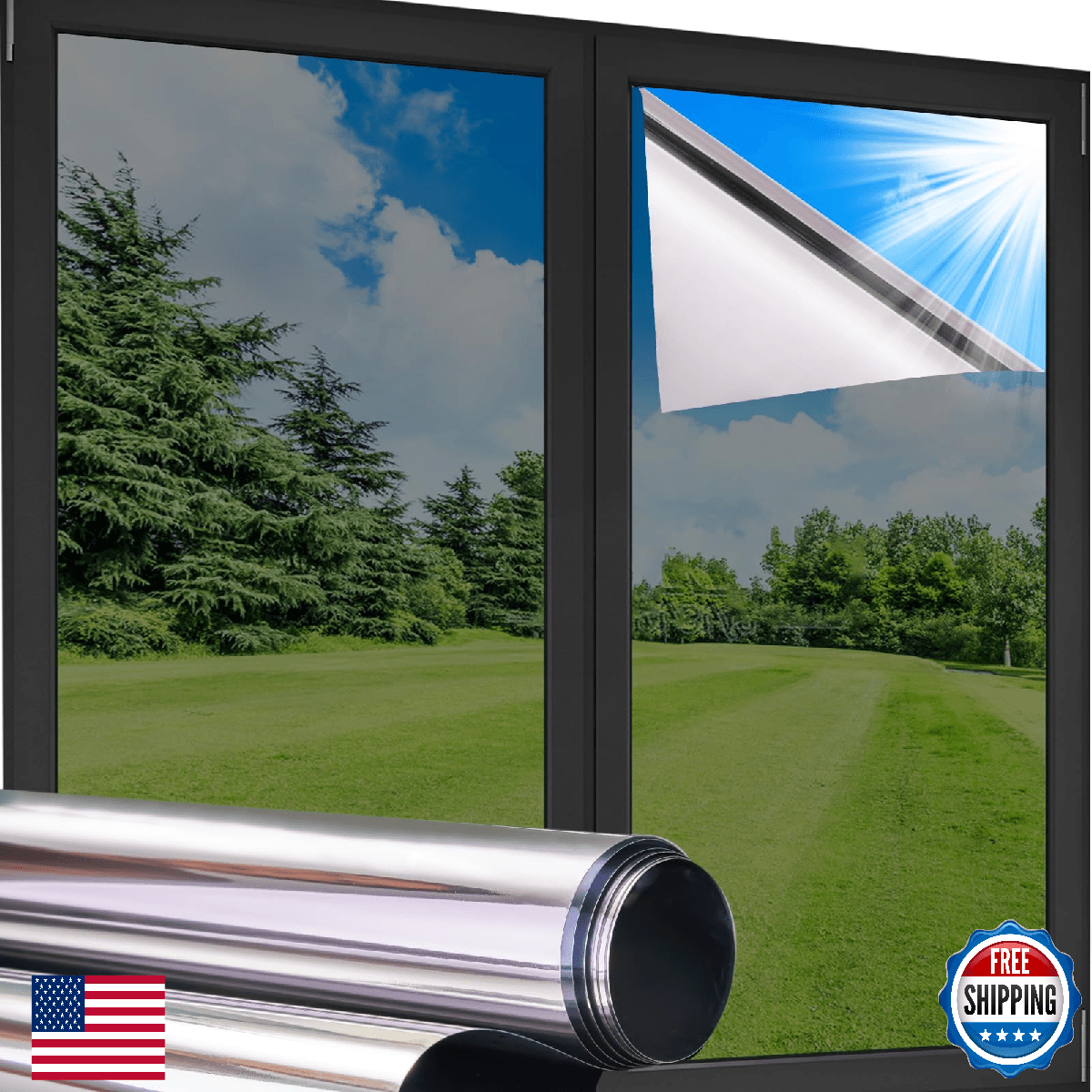 Coavas One Way Privacy Window Film: Reflective, Mirror Tint, Heat Control - Image 1