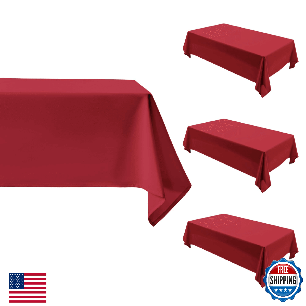 Comfonew 4 Pack Red Christmas Tablecloth 60x102 Waterproof Wrinkle Resistant Pol - Image 1