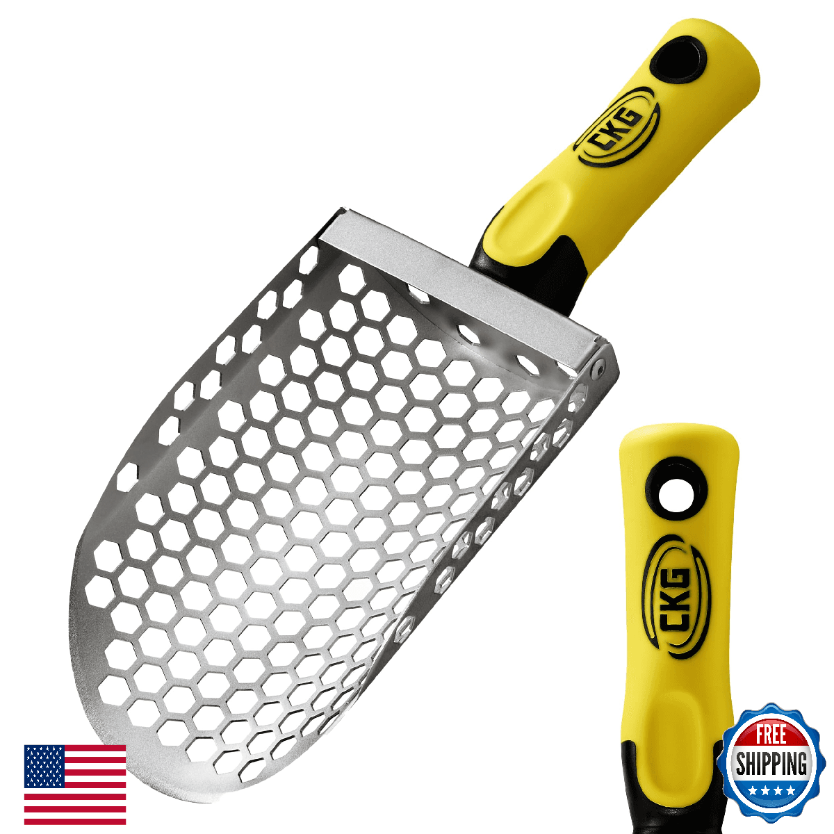 CKG Hand Sand Scoop for Metal Detecting with Ergonomic Yellow Handle, Metal Dete - Image 1