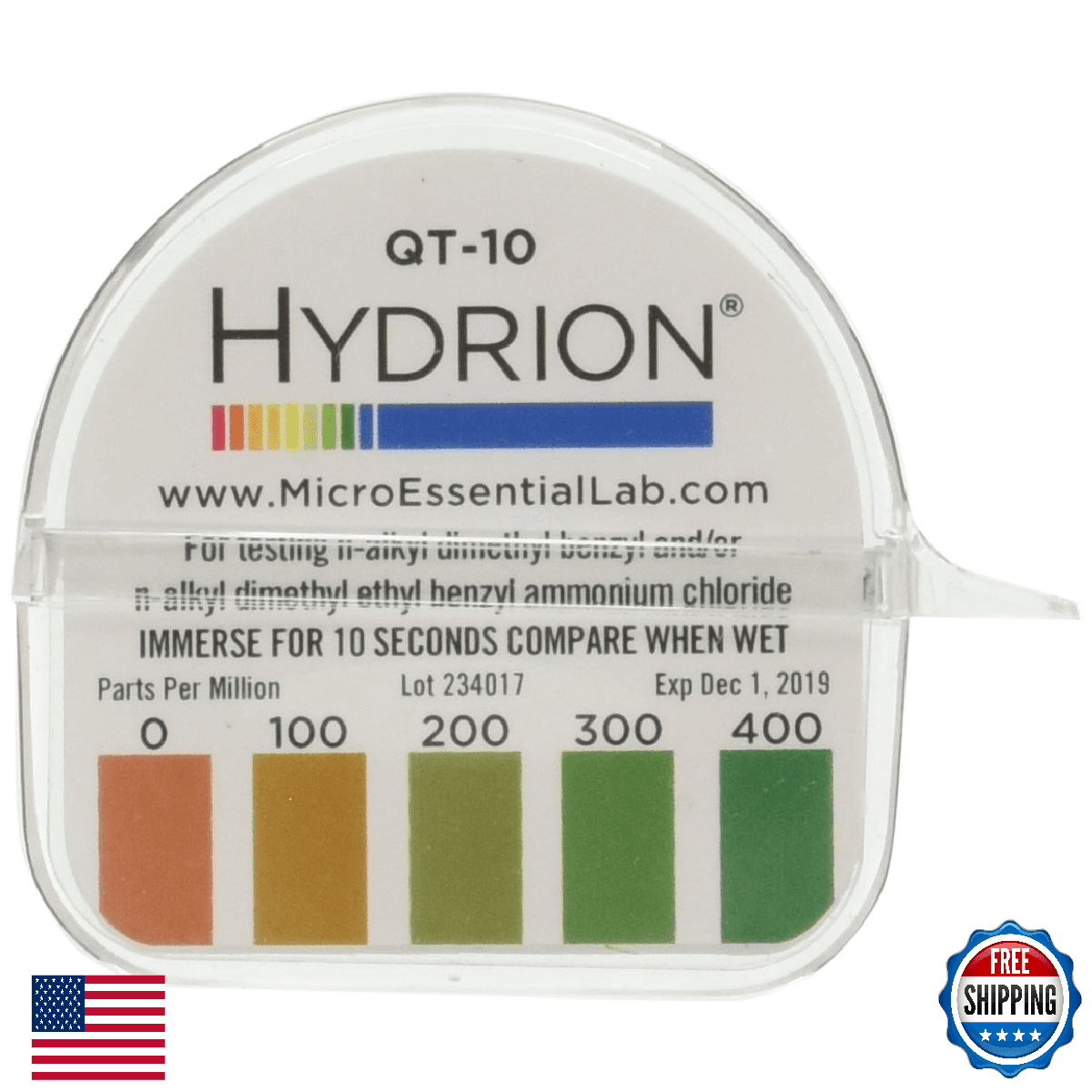 Micro Essential Laboratory QT-10 HYDRION Quat 2-Chain Sanitizer Test Paper Roll, - Image 1