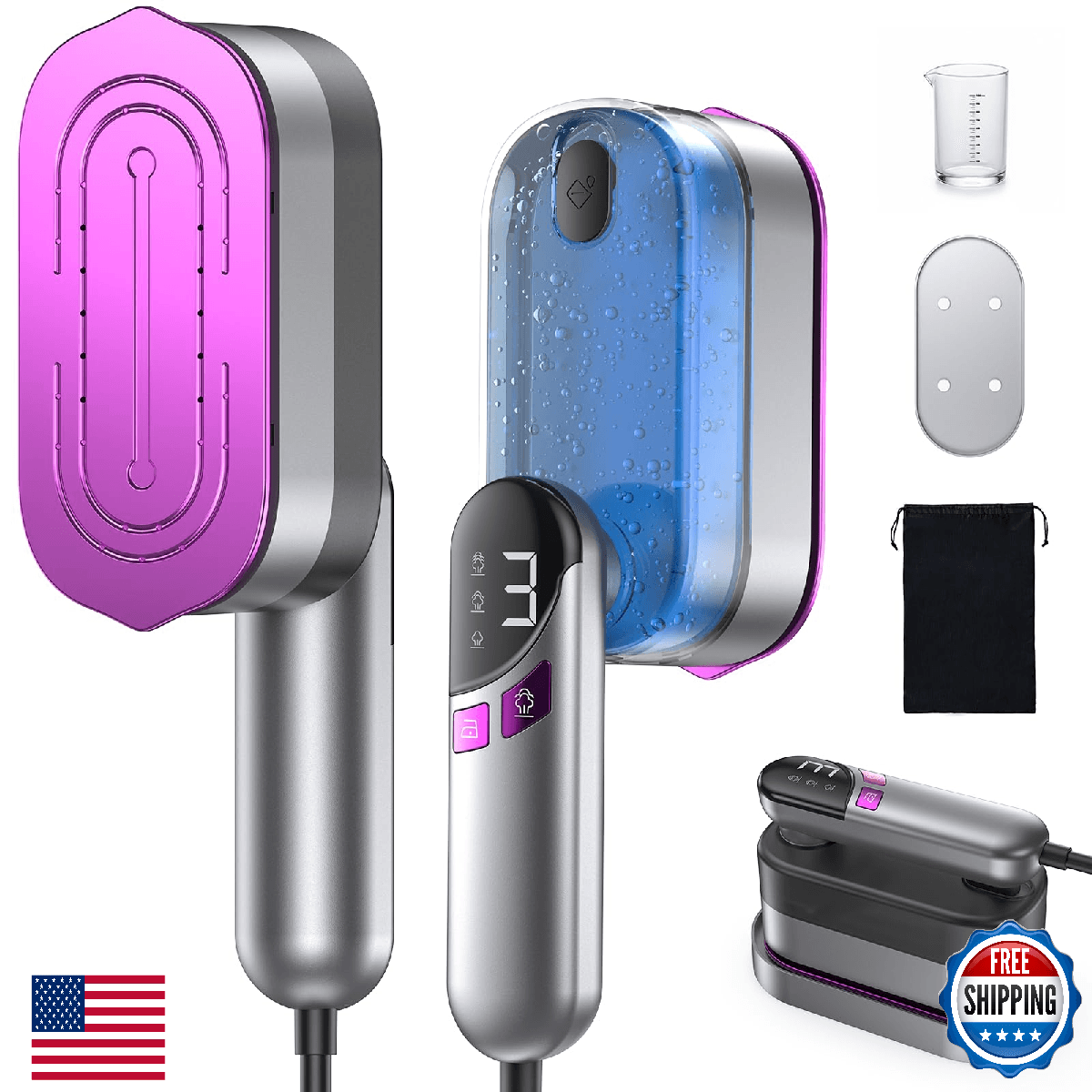 LOXP 2-in-1 Handheld Steamer and Iron for Clothes, 1000W Travel Steamer with Cer - Image 1