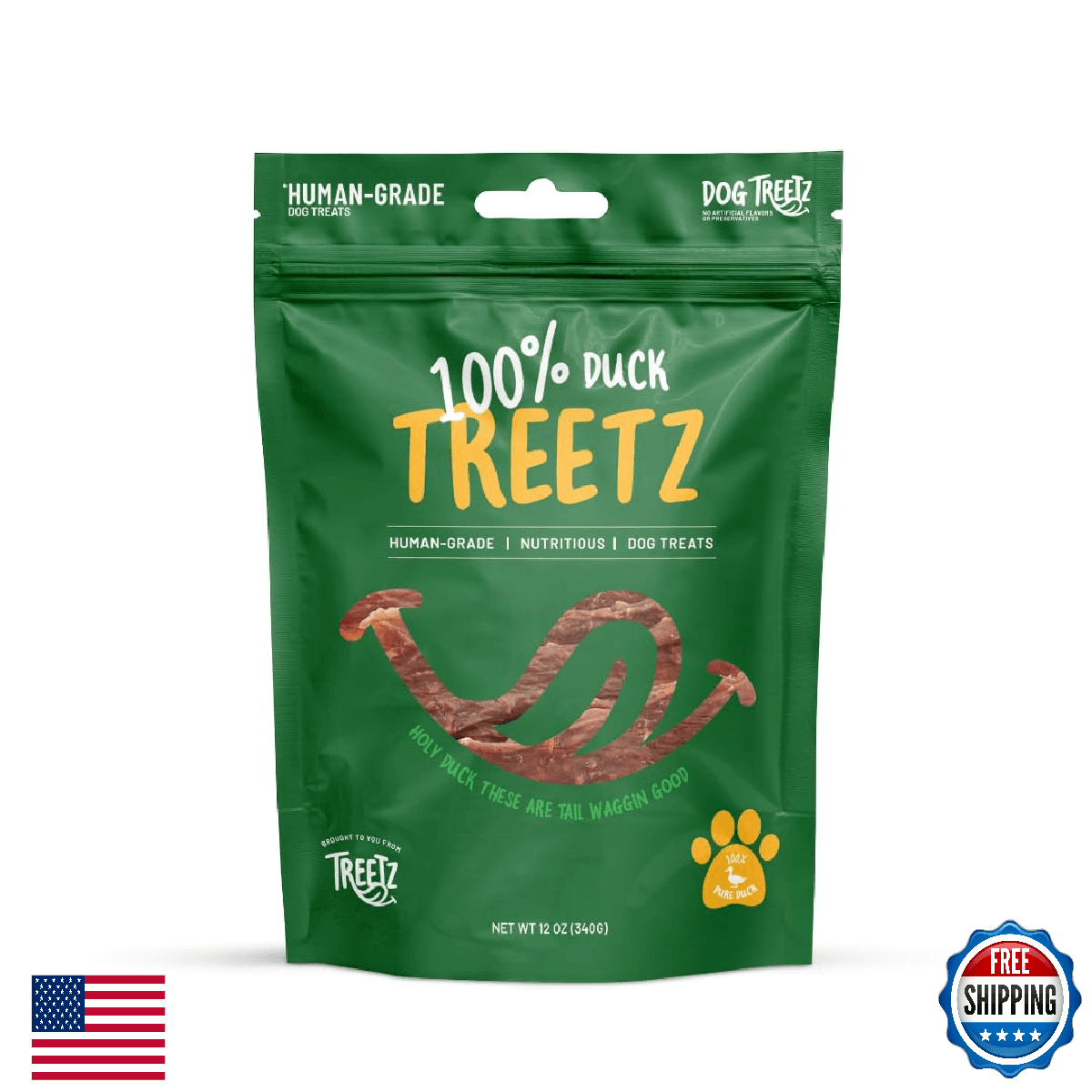 TREETZ Duck Chips Dog Treats, Human-Grade, Natural Lean Meat, Easy to Digest, So - Image 1