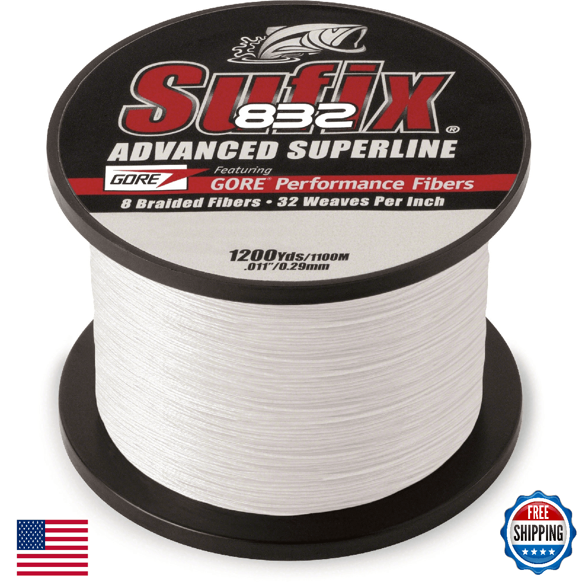 Sufix 832 Braided Fishing Line 10 lb Ghost 660-310GH - 1200 Yds - Image 1