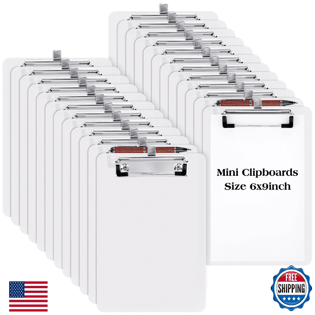 Qilery 24 Bulk Mini Clipboards A5 Memo, 6x9 Small, with Pen Holder Clip - Image 1
