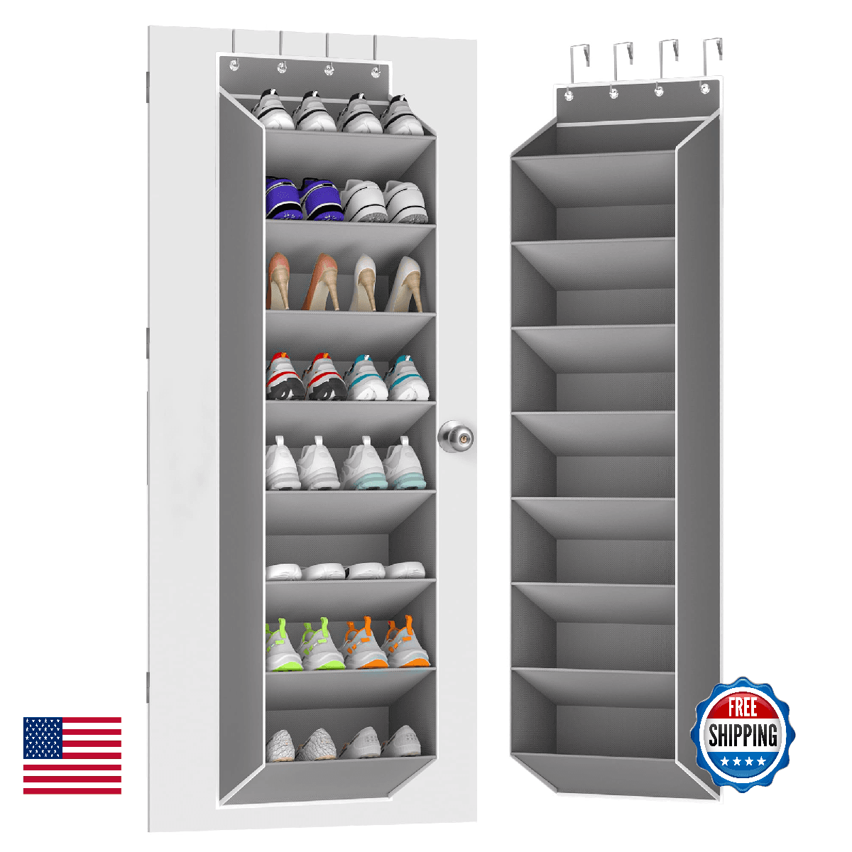 KYEVIS Over The Door Shoe Organizer Storage Fit 16-24 Pairs Hanging Shoe Rack Or - Image 1