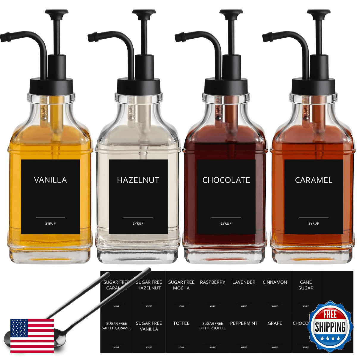 ALPIRIRAL Coffee Syrup Dispenser, Coffee Bar Accessories 16.9 fl oz/500ml, Glass - Image 1