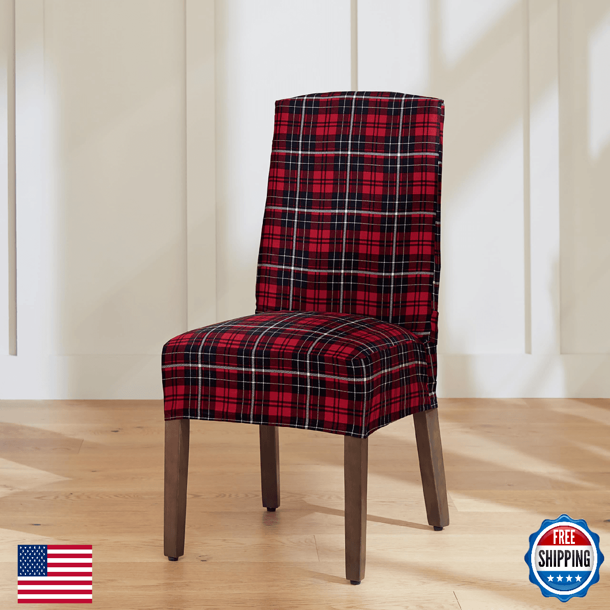 SureFit Cove Cotton Canvas Short Dining Room Chair Covers Slipcover Dining Chair - Image 1