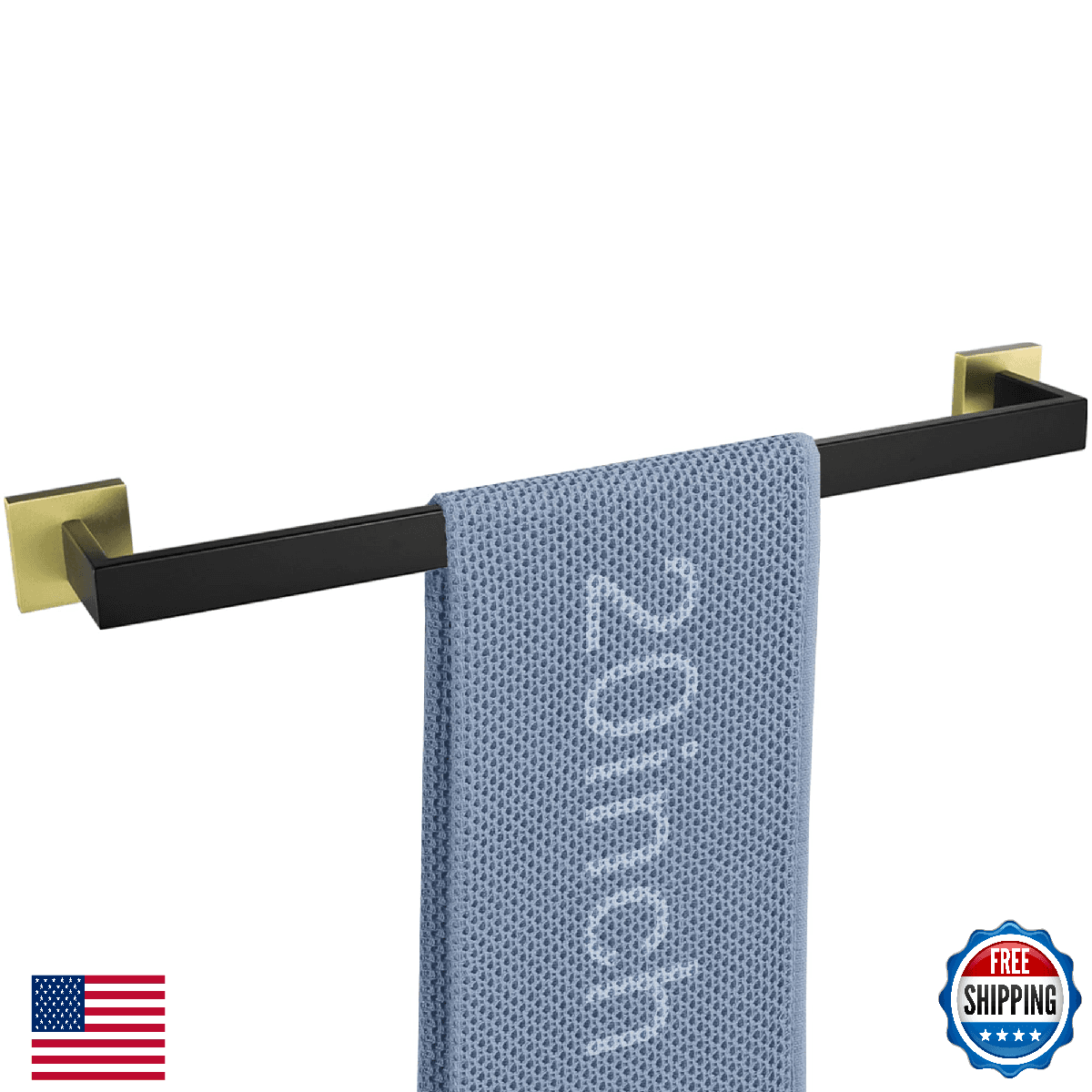 LANC 20" Black/Gold Wall Mount Bathroom Hand Towel Bar SUS 304 Stainless Steel - Image 1