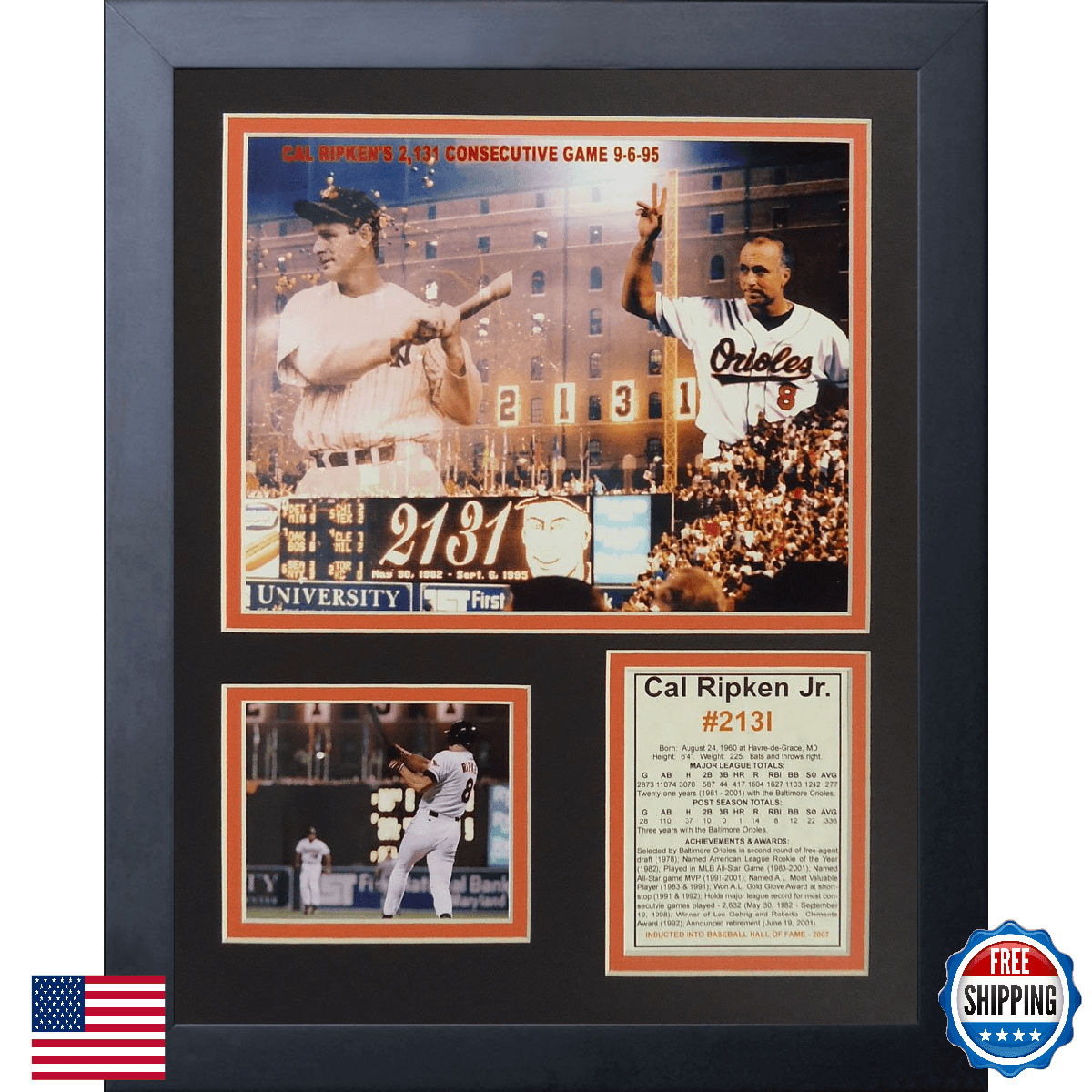 Legends Never Die Cal Ripken #2131 Framed Photo Collage 11x14 Inch - Image 1