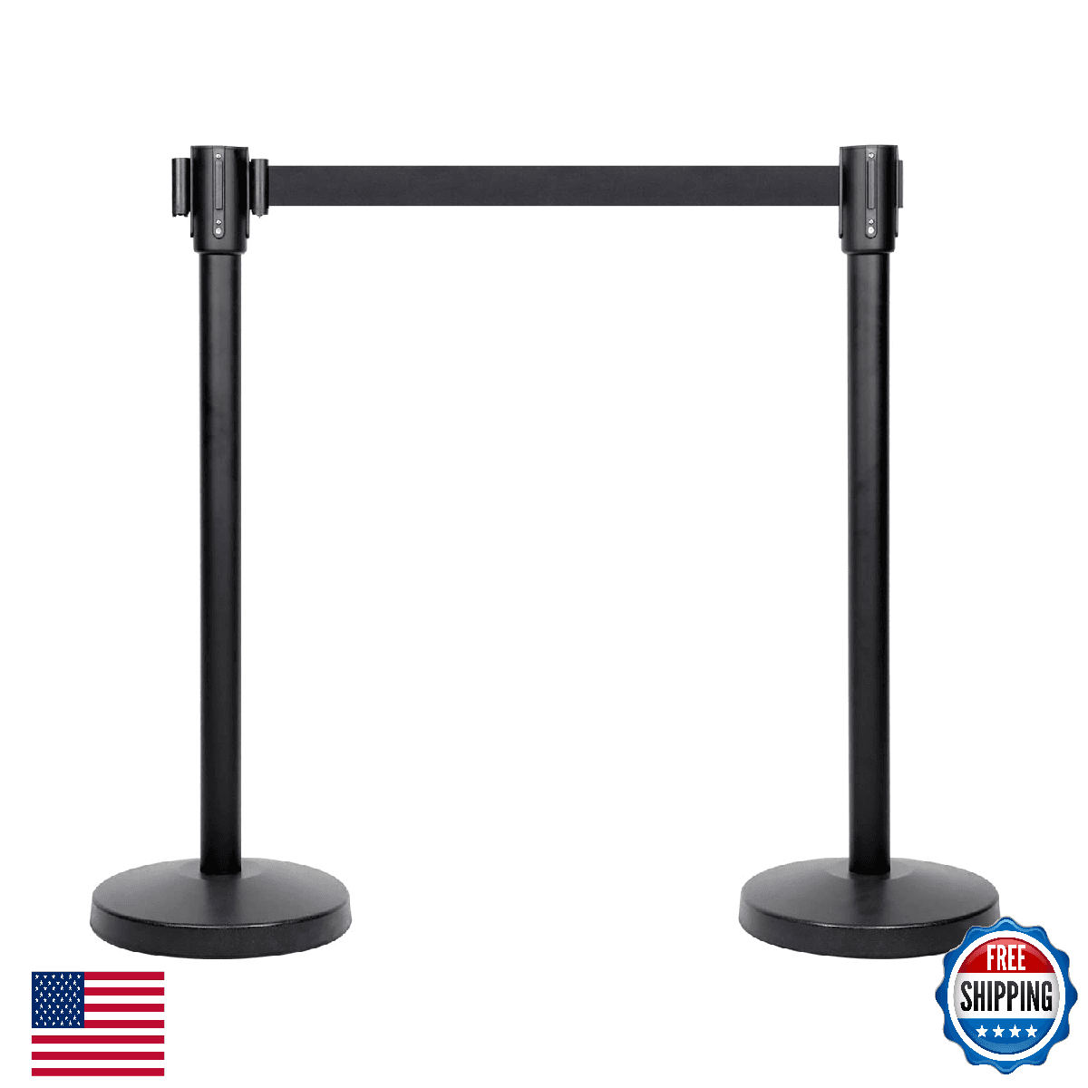 Amazon Basics Premium Crowd Control Stanchions with 6.5 ft Retractable Belt, Eas - Image 1
