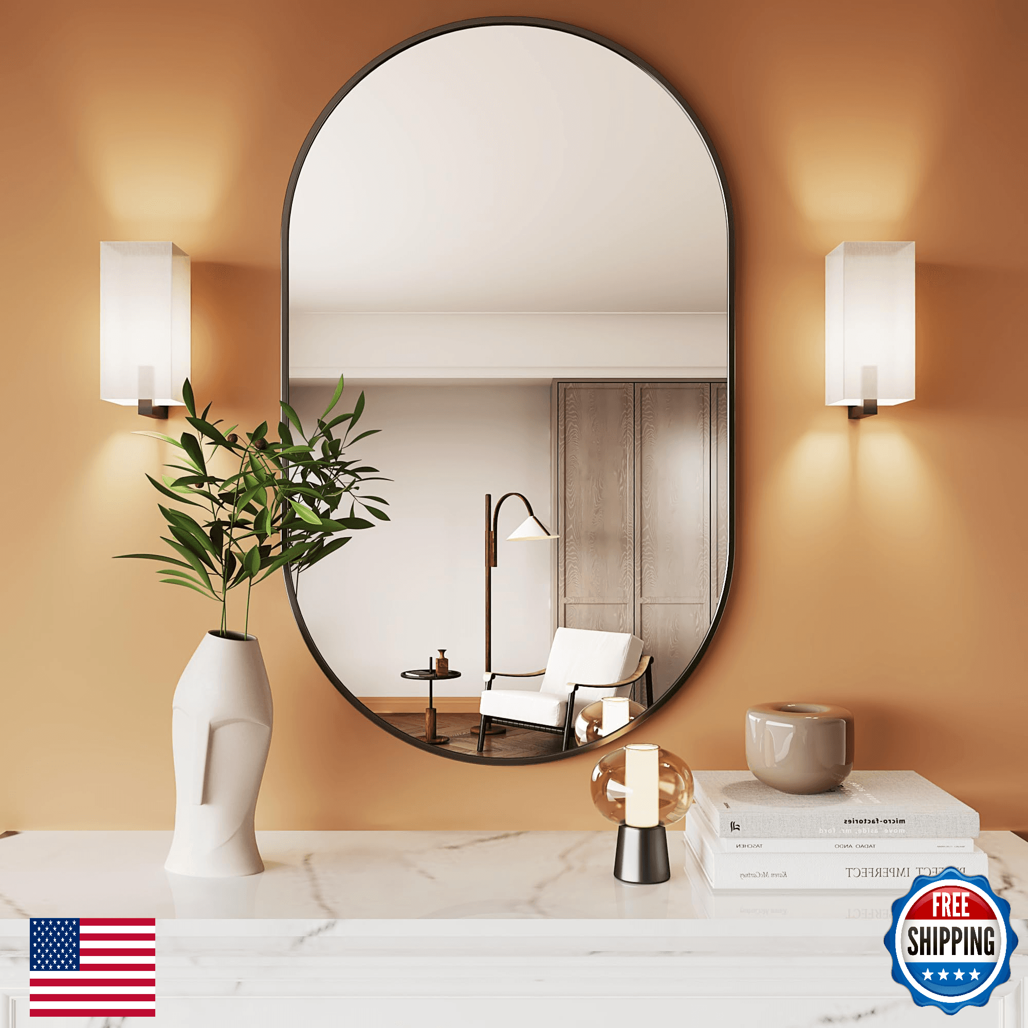 Protylctaster Oval Mirrors Bathroom Mirrors 20x28 Black Mirror Espejos Decorativ - Image 1