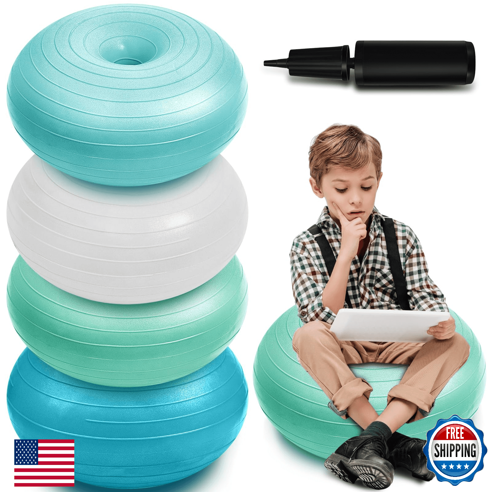 Lewtemi 4 Pcs Flexible Seating Classroom 20 Inch Yoga Ball Chair w/ Pump - Image 1