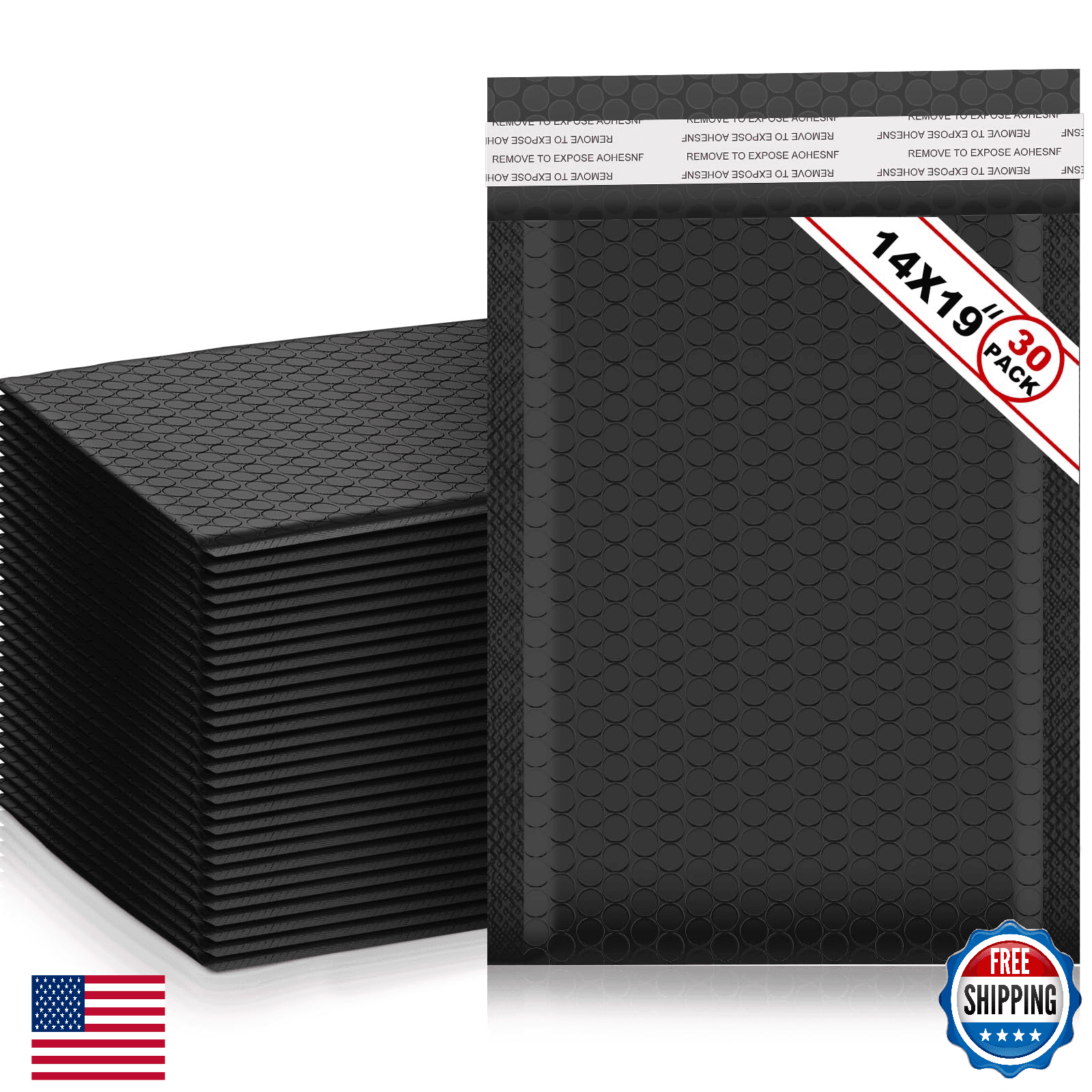 Henoyso 30 XL 14x19" Black Bubble Mailers Resealable Padded Shipping Envelopes - Image 1