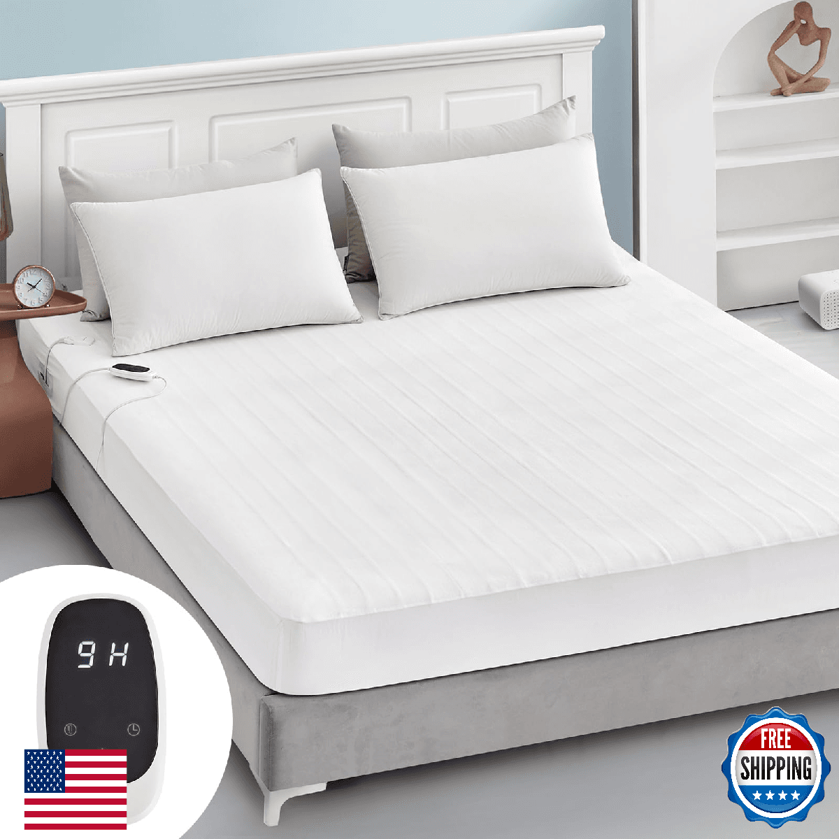 Caperia Heated Mattress Pad Twin Size Electric Mattress Bed Warmer 9 Heat Settin - Image 1