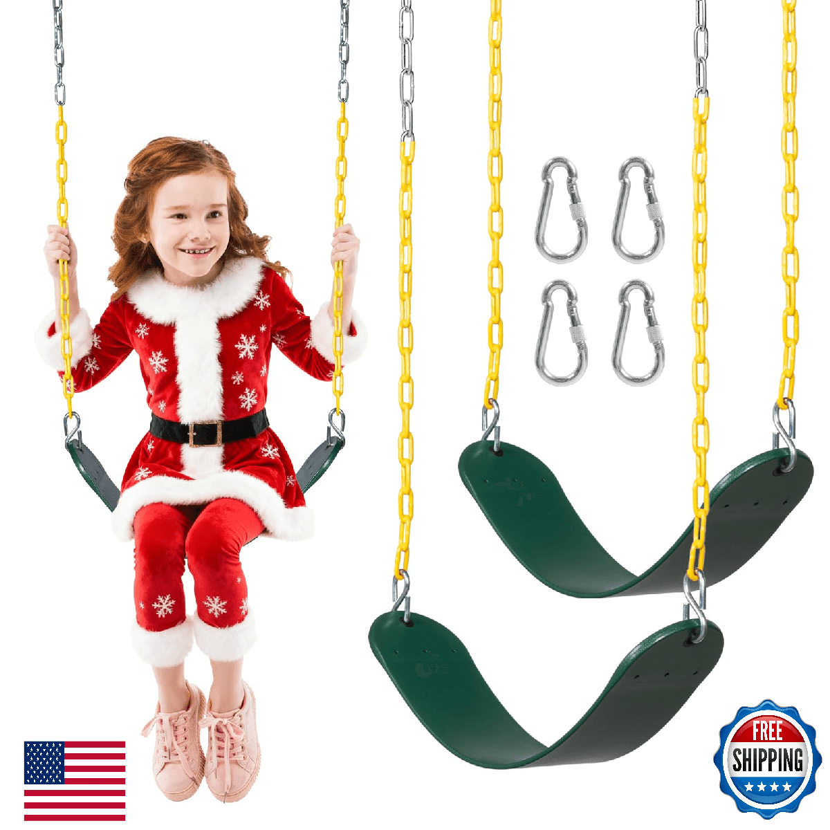 Decorlife 2-Pack Swing Seats w/ 66" Rust-Resistant Heavy Duty Chain - Image 1