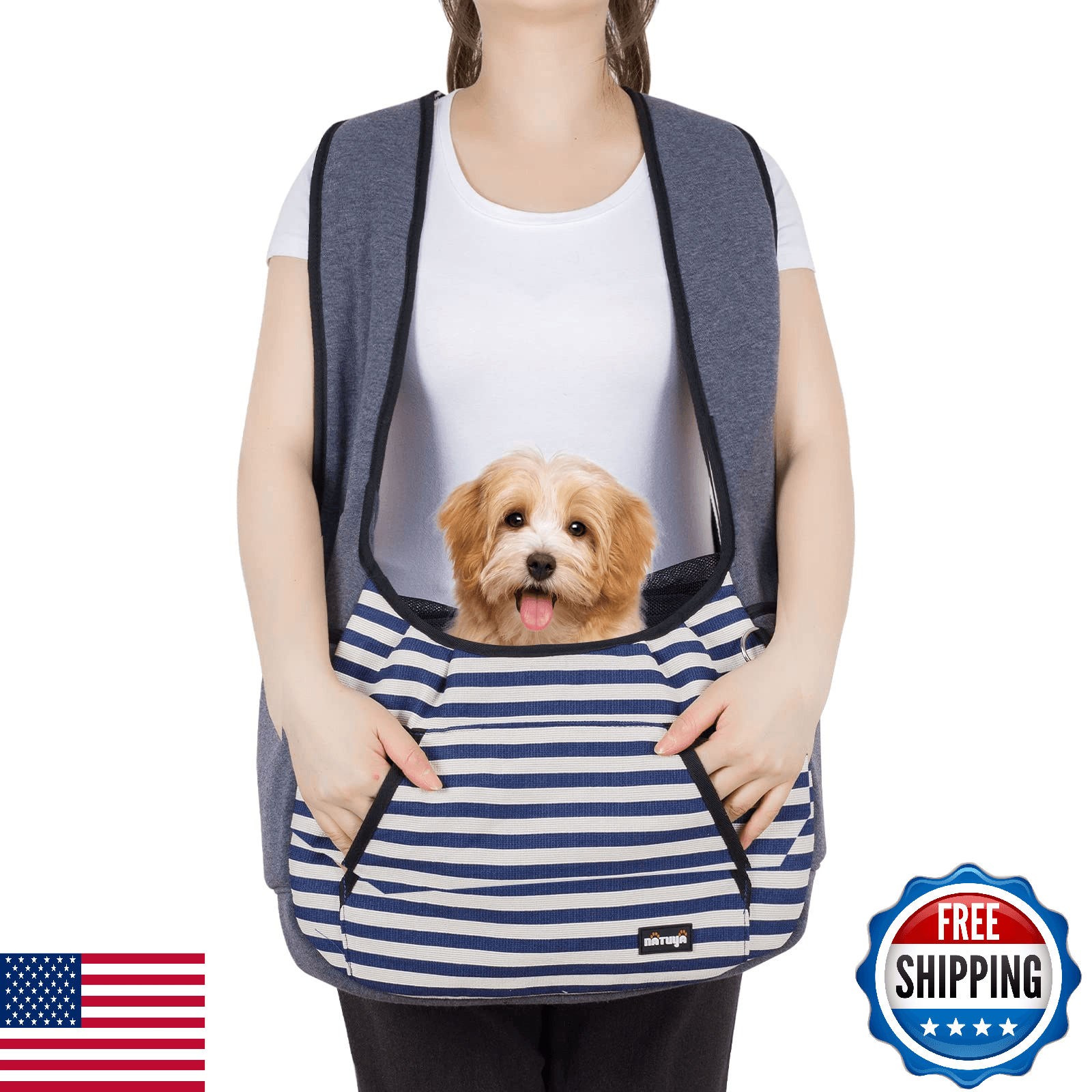 NATUYA Dog Sling Carrier Puppy Front Travel Bag Small Pet Adjustable - Image 1